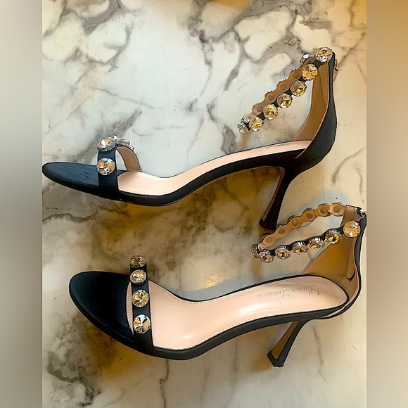 LAUREN LORRAINE Rhinestone Black Stiletto Sandal-Size 11M(SEE ACTUAL PHOTOS)